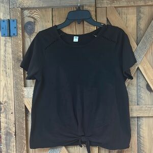 Black Tie Front Relaxed Short Sleeve Tee